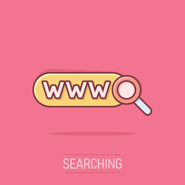 istock Global search icon in comic style. Website address cartoon vector illustration on isolated background. WWW network splash effect business concept. 2057322207