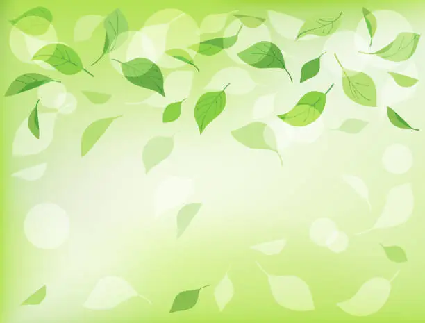 Vector illustration of Illustration wallpaper with leaves blowing in the wind