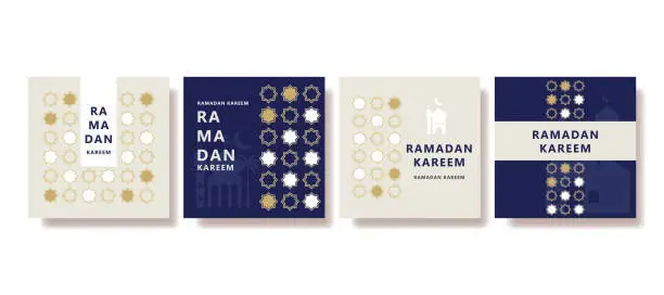 Vector illustration of Modern Islamic greeting card set template with ramadan for social media post, media banner