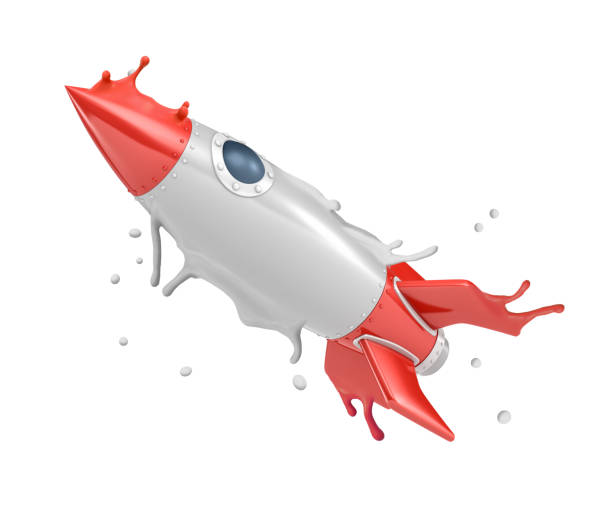 istock 3d rendering of silver red space rocket melting isolated on white background 2057390538