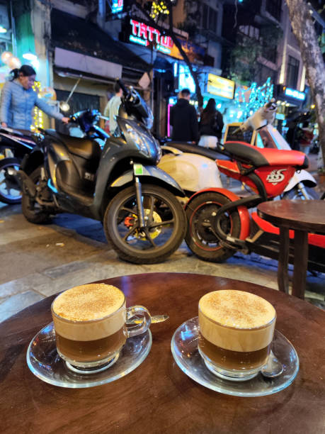 Traditional egg coffee in Hanoi, Vietnam.