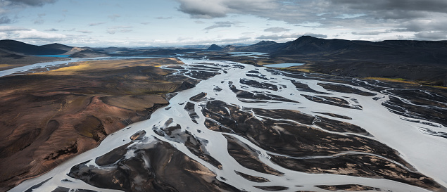 Braided river in highlands of Iceland (near Landmannalaugar).