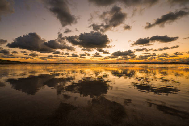 Beach on North sea on sunset, North Holland, Netherlands.