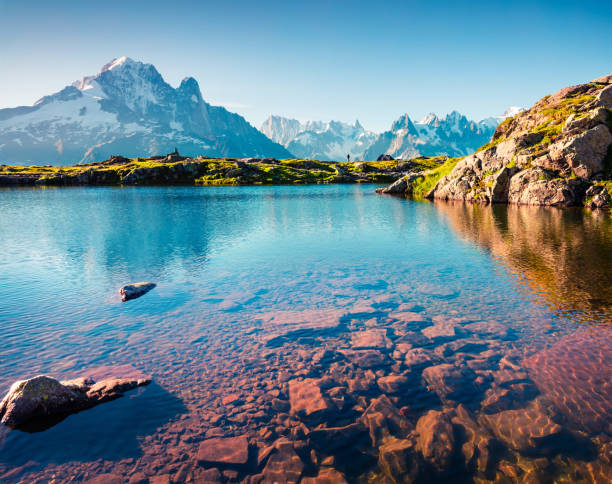 istock Colorful summer view ofthe Lac Blanc lake with Mont Blanc (Monte Bianco) on background, Chamonix location. 2057430083
