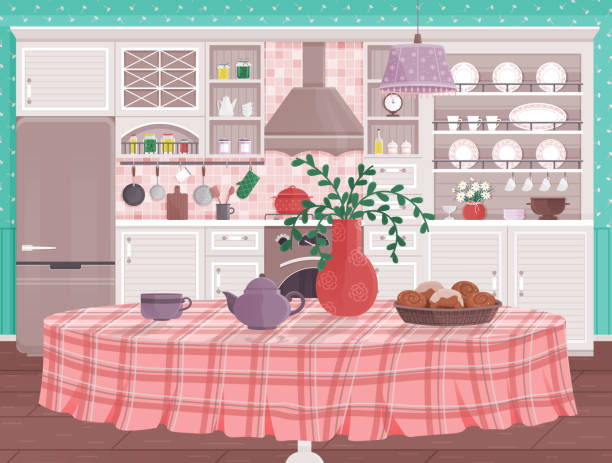 istock Kitchen interior. Comfy dining room furniture complements warm atmosphere kitchen 2057435376