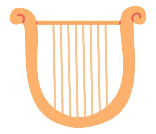 Vector illustration of Musical instruments. World Music Day celebrates diversity tunes from around globe. Yellow harp