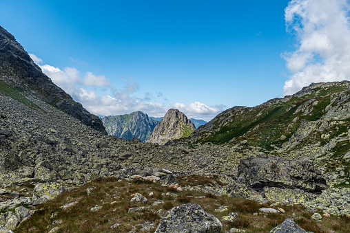 Beautiful High Tatras mountains in Slovakia - highest part of Bielovodska dolina valley during summer