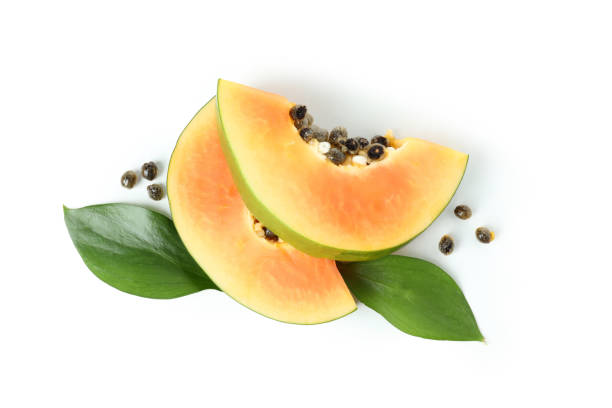 istock Fresh ripe papaya isolated on white background 2057491213