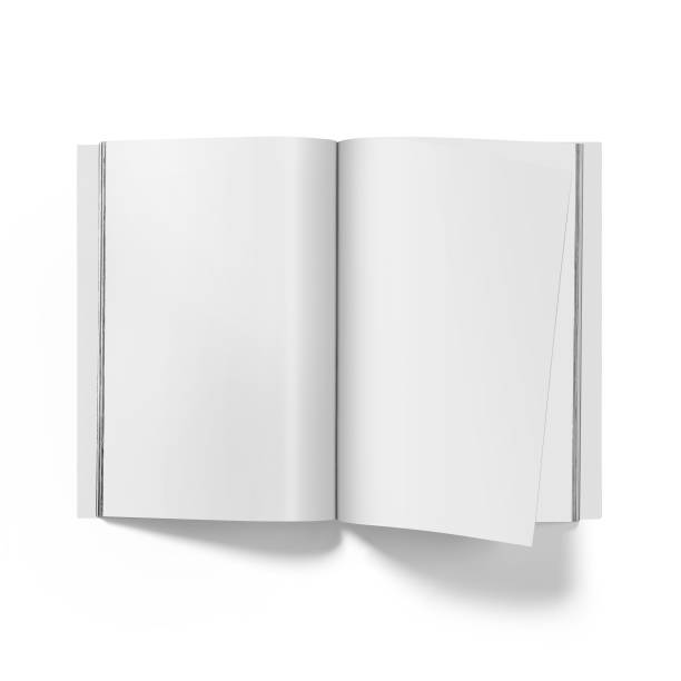 istock Isolated white open magazine mockup on white 2057493836