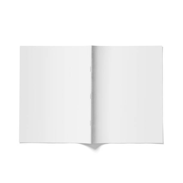 istock Isolated white open magazine mockup on white 2057495973