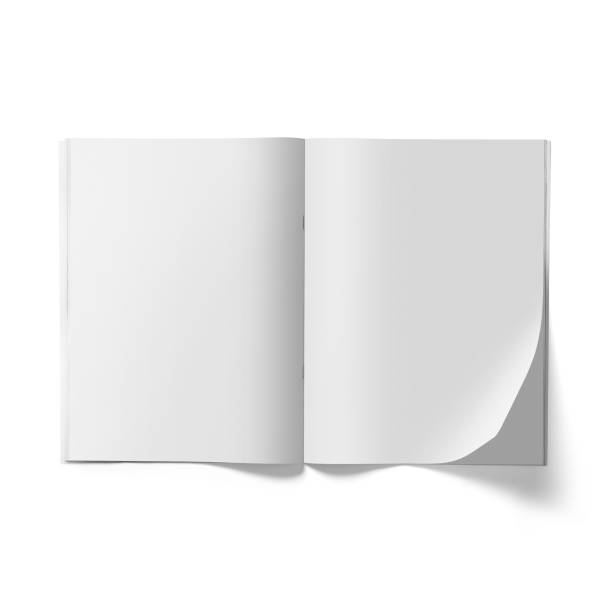 istock Isolated white open magazine mockup on white 2057499132