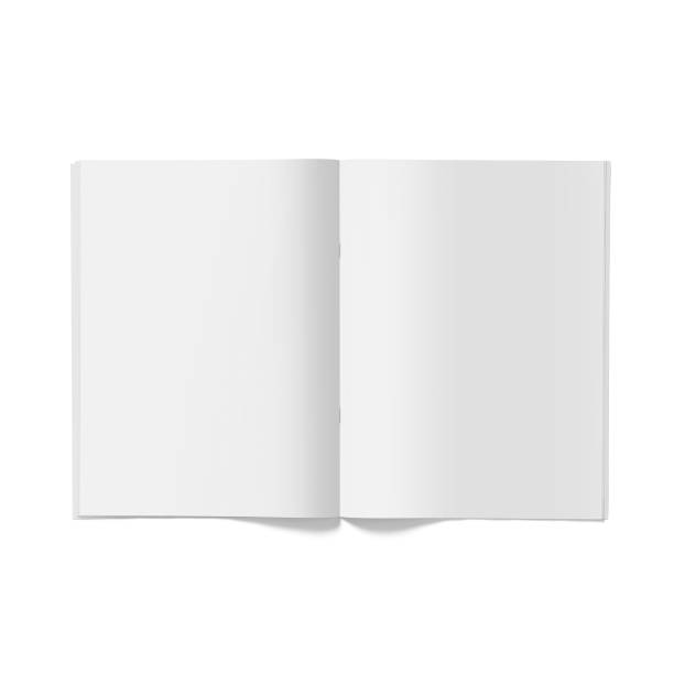 istock Isolated white open magazine mockup on white 2057499644