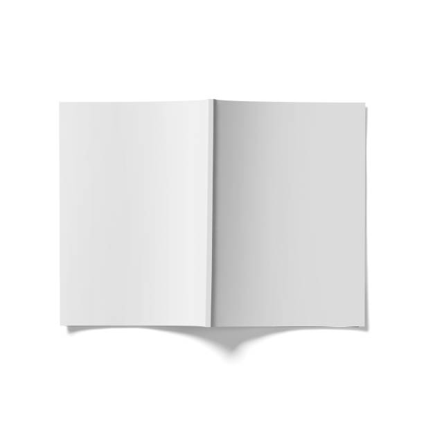 istock Isolated white open magazine mockup on white 2057499659
