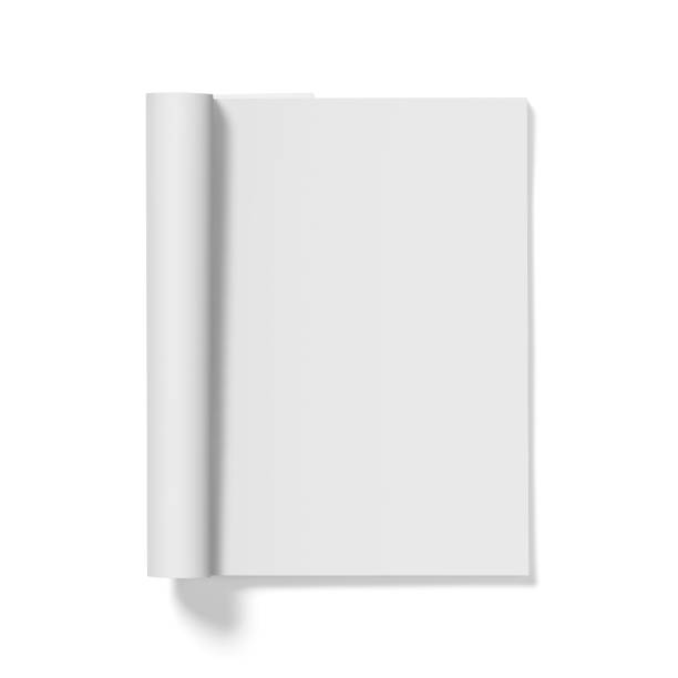 istock Isolated white open magazine mockup on white 2057506015
