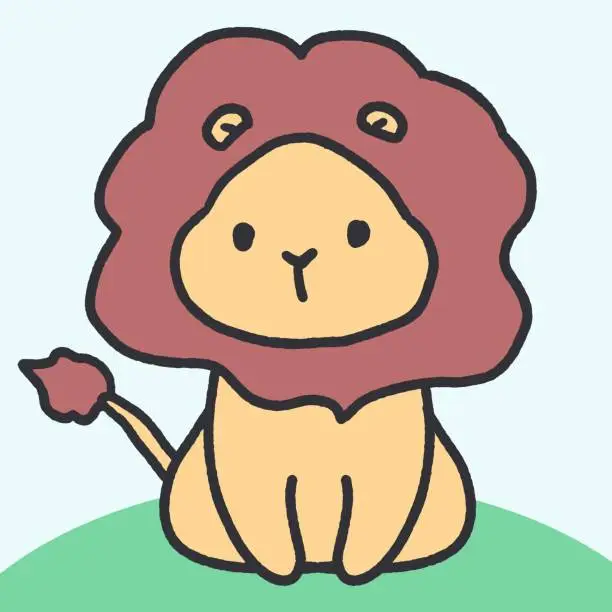 Vector illustration of Mane in the Meadow Lion Serene Break Vector Art