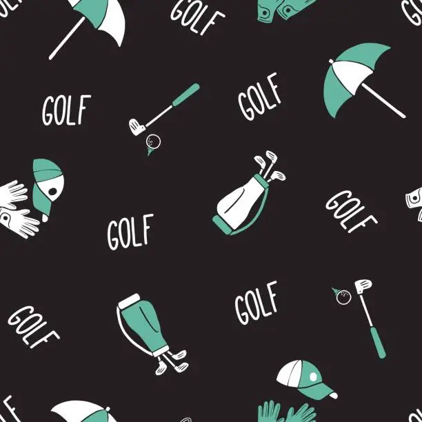 Vector illustration of Night Vision Golf Equipment Dream Vector Pattern