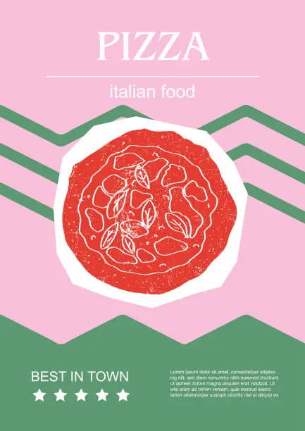 Vector illustration of Italian food set vector illustration. Engraved pizza, bundle of traditional dishes, homemade and restaurant dinner dishes and sauces cooking in cuisine of Italy