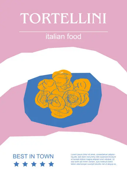 Vector illustration of Italian food set vector illustration. Engraved tortellini, bundle of traditional dishes, homemade and restaurant dinner dishes and sauces cooking in cuisine of Italy