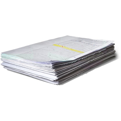 A stack of file folders isolated on white background.