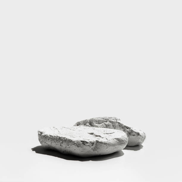 istock Selective focus.sandstone top product display platform in black and white color 2057549681