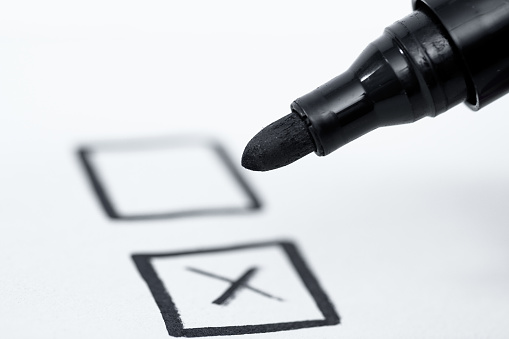 Vote, mark the checkbox with an x ​​marker