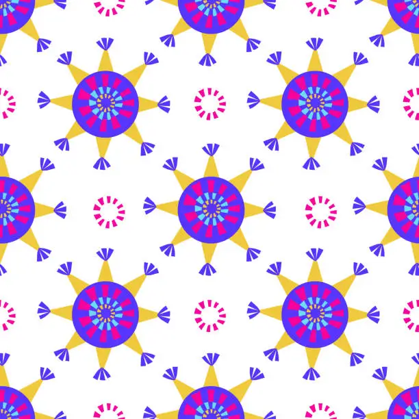 Vector illustration of Vector bright sramless pattern with colorful stars pinatas on white background