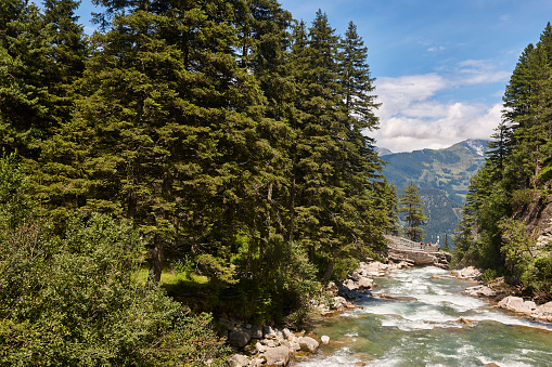 Krimml waterfalls. Nature landmark in Salzburg region. Austrian highlight