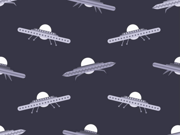 ufo와 완벽 한 패턴. 흑인과 백인 배경, 와, 외계인, 우주선, 와..., 우주 비행접시. 외계인 우주선. 인쇄, 배너 및 광고를 위한 디자인. 벡터 일러스트 레이 션 - tile background video stock illustrations