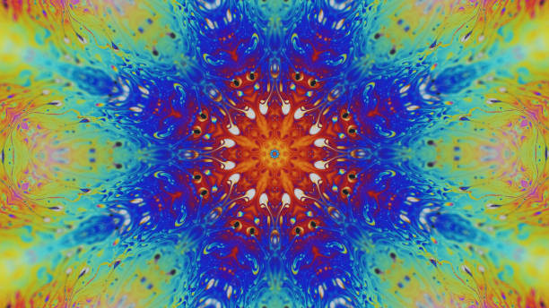 istock Lotus mandala ink kaleidoscope neon paint ornament 2057626551