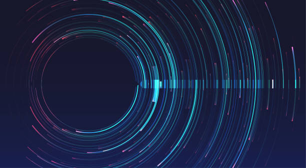Glowing lines on blue background. Glowing lines on blue background. Abstract modern lines. Cool gradient shapes. Graphic concept for your design futurism stock illustrations