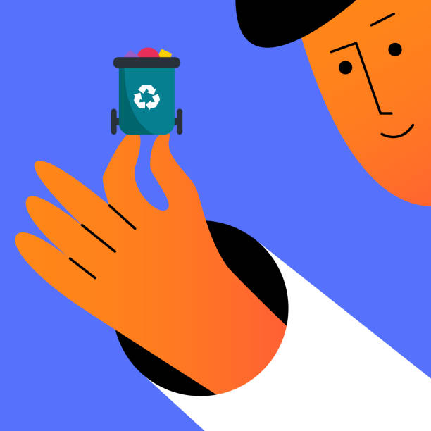 ilustrações, clipart, desenhos animados e ícones de homem voluntário limpando as ruas de lixo e entulhos naturais. - sorter