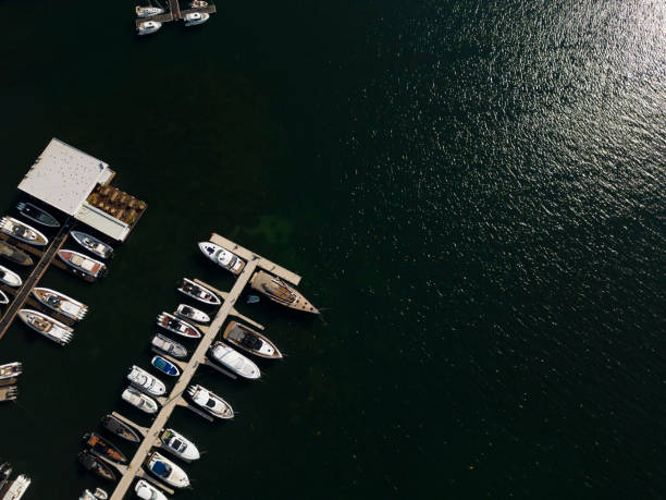Drone view of a marina