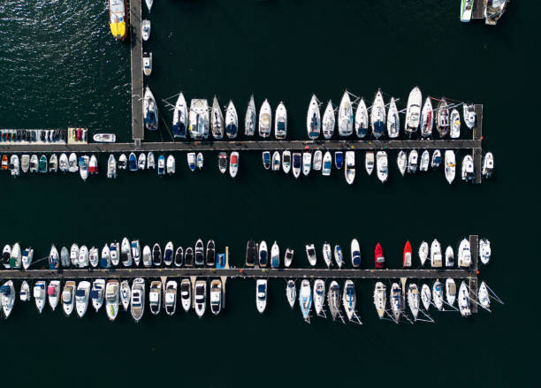 Drone view of a marina