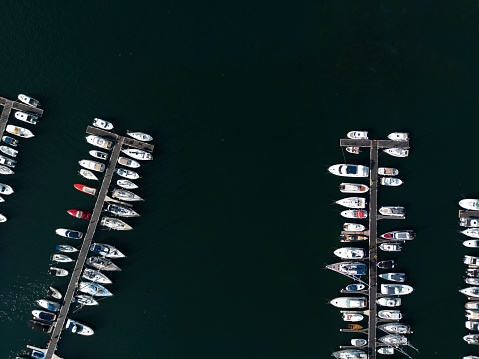 Drone view of a marina