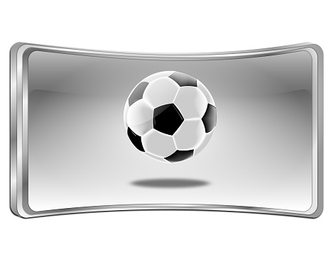 button with soccer ball silver  - 3D illustration
