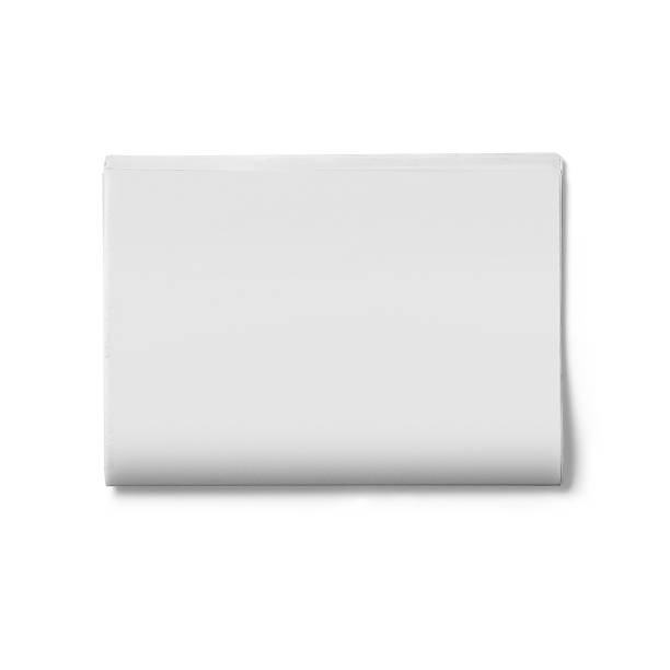 istock Close up view blank white tabloid paper isolated on white background. 2057679489