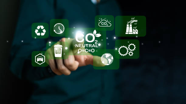 istock Net Zero and Carbon Neutral Concepts Net Zero Emissions Goals A climate-neutral long-term strategy, Reduce CO2 emission concept in the hand with icons, global warming for environmental. 2057685942