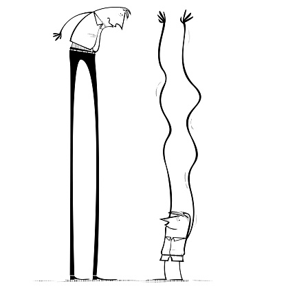 One man with long legs meets another with long arms