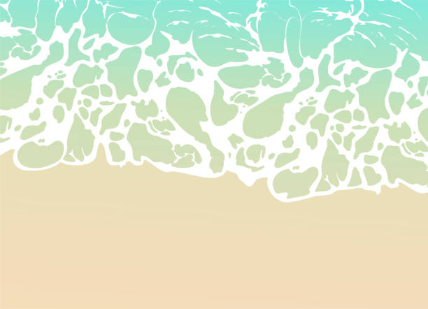 여름에는 바다와 해변. 해변 벡터 배경에 파도. - backgrounds color image directly above full frame stock illustrations