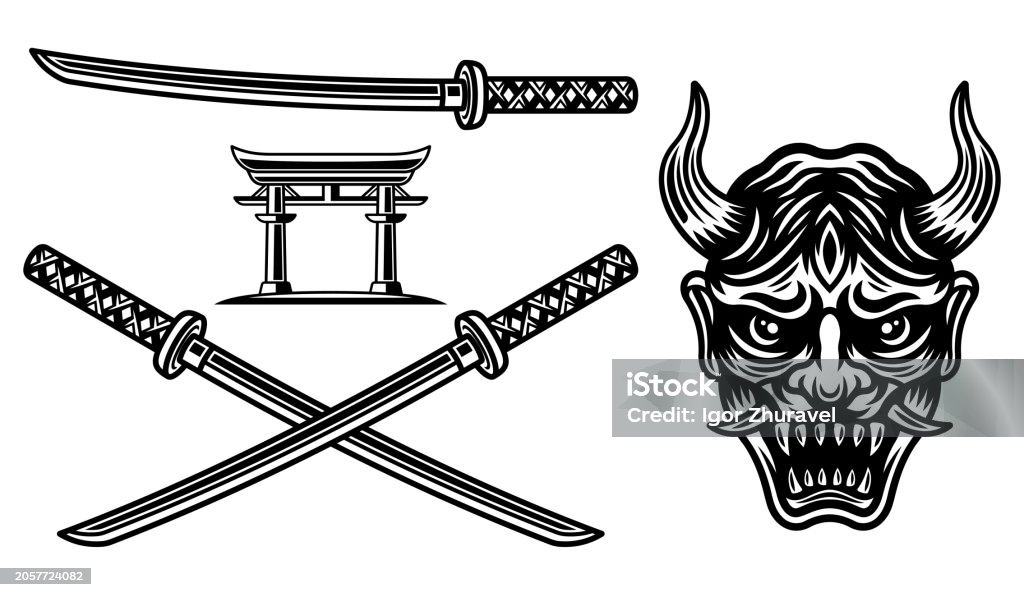 Samurai Vector Simple Samurai Set Of Vector Objects Or Design Elements Isolated On White ...