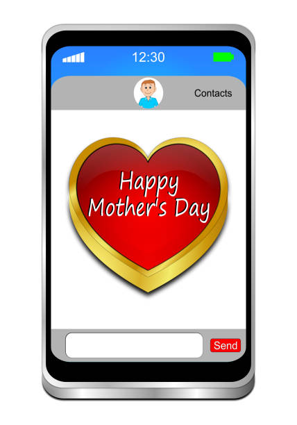 smartphone with happy mother's day heart red- 3D illustration