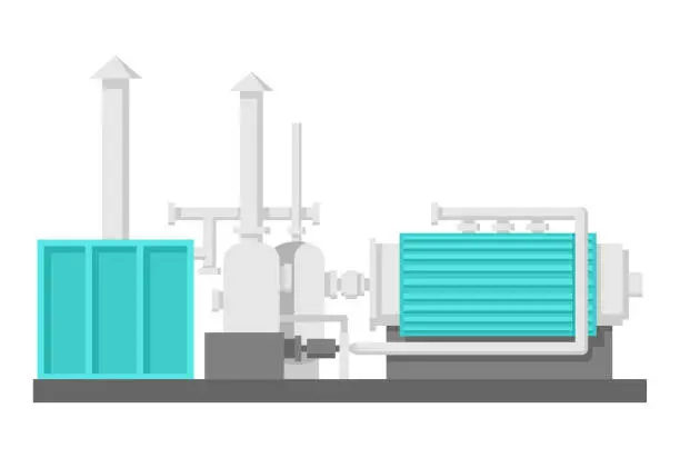 Vector illustration of Plastic Pyrolysis - recycling system, flat design