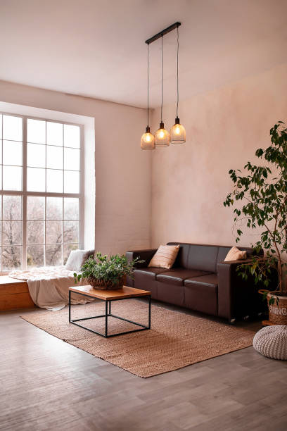 istock Interior of modern living room with comfortable sofa 2057725667