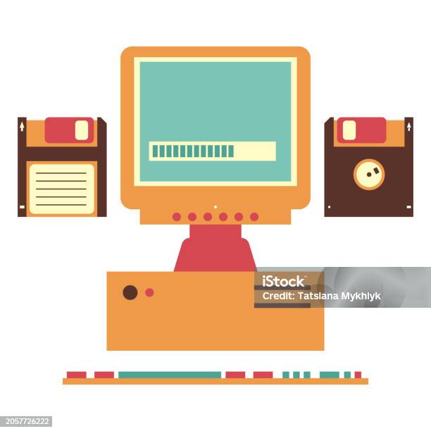 Old Vector Computer Graphics Old Computer Model Vector Illustration In 90s Style Stock Illustration ...