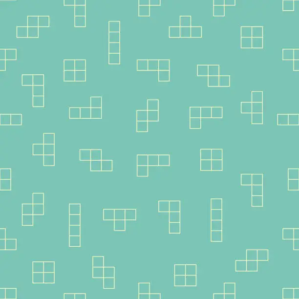 Vector illustration of Seamless, simple pattern from tetris game cubes. Vector illustration.