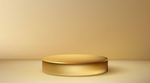 istock Gold podium on abstract background, one stage stage design, pedestal 2057734807