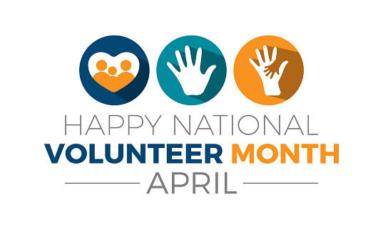 National Volunteer Month celebrated every year of April, Vector banner, flyer, poster and social medial template design.