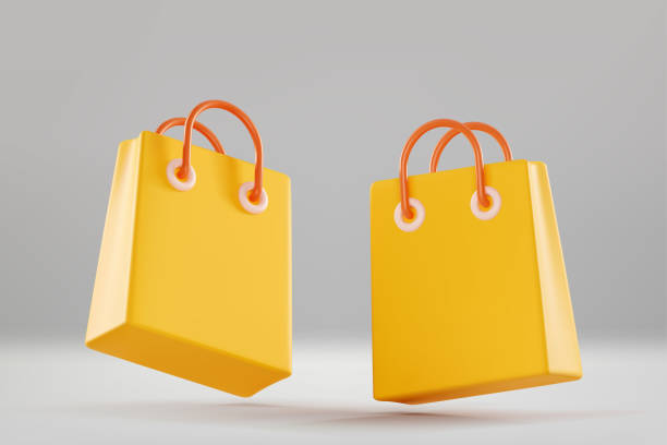 istock 3D paper bag on white background, Sale banner  are available for use on online shopping websites or in social media advertising. 2057737452