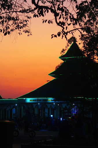 sumedang west java indonesia october 28 2023. mosque in sumedang with evening sky in the background
