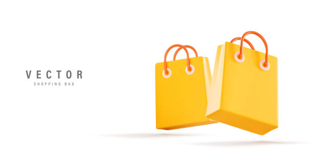 istock 3D paper bag on white background, Sale banner  are available for use on online shopping websites or in social media advertising. 2057737972